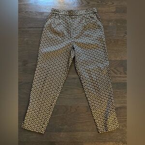 Anthropologie Larkin Gold Jacquard pull-on Trousers, High Waist, Small